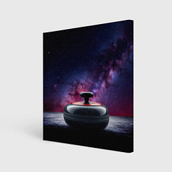 Холст квадратный Камень для кёрлинга в космосе, цвет: 3D-принт