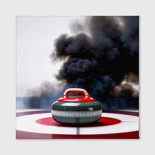 Картина квадратная Камень для кёрлинга в черном дыму / 3D-принт – фото 2