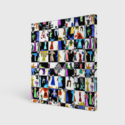 Холст квадратный Монстрики на шахматном фоне, цвет: 3D-принт