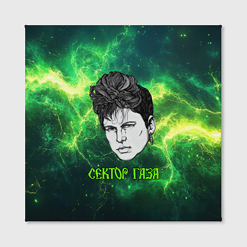 Картина квадратная Юрий Хой на фоне зеленых молний / 3D-принт – фото 2