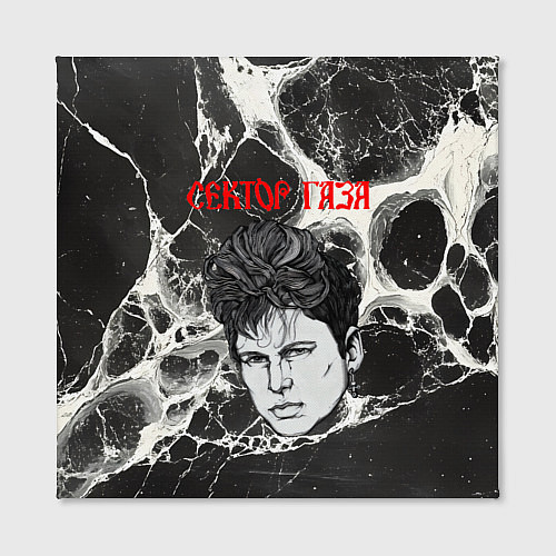 Картина квадратная Портрет Юрия Хоя на черно-белой паутине / 3D-принт – фото 2