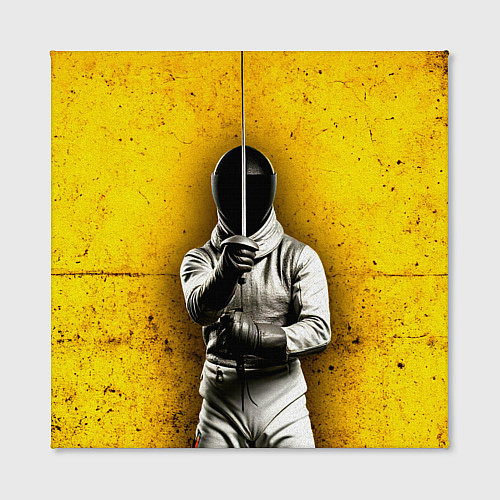 Картина квадратная Фехтовальщик с рапирой на желтом / 3D-принт – фото 2