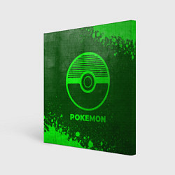 Холст квадратный Pokemon - green gradient, цвет: 3D-принт