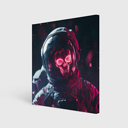 Холст квадратный Красный череп в скафандре космонавта, цвет: 3D-принт