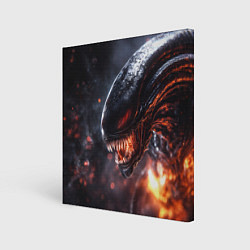 Холст квадратный Голова Чужого из космоса, цвет: 3D-принт