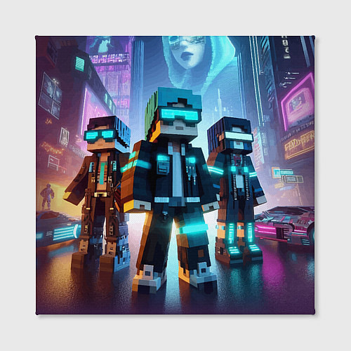 Картина квадратная Minecraft - neon metropolis ai art / 3D-принт – фото 2