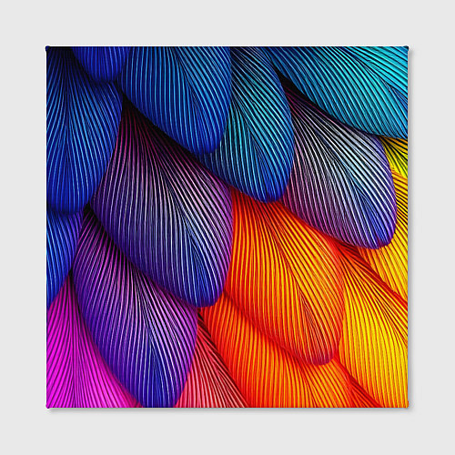 Картина квадратная Радужные перья попугая / 3D-принт – фото 2