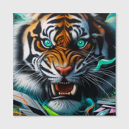 Картина квадратная Морда свирепого тигра - нейроарт / 3D-принт – фото 2