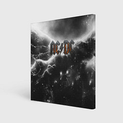 Картина квадратная ACDC металлический лого черно-белая текстура