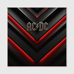 Холст квадратный ACDC лого из металла на черно-красной текстуре, цвет: 3D-принт — фото 2