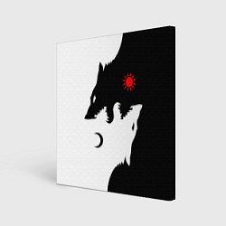 Холст квадратный Инь янь волки, цвет: 3D-принт