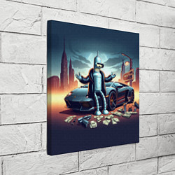 Холст квадратный Бендер рядом с Ламбо и рассыпанным баблом, цвет: 3D-принт — фото 2