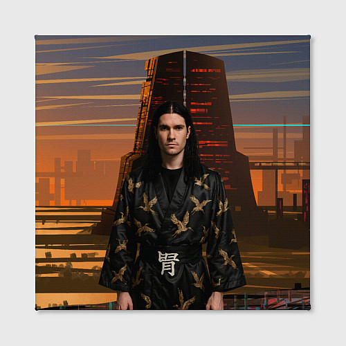 Картина квадратная Bones в халате с журавлями / 3D-принт – фото 2