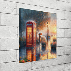 Холст квадратный Красная телефонная будка на набережной, цвет: 3D-принт — фото 2