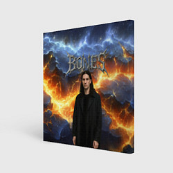Холст квадратный Bones на фоне разломных плит, цвет: 3D-принт