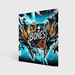 Холст квадратный Bones логотип в стиле стикеров, цвет: 3D-принт