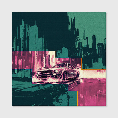 Картина квадратная Дрифтующий спорткар / 3D-принт – фото 2