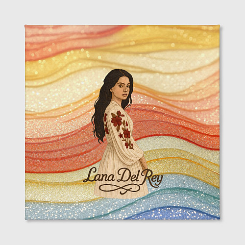 Картина квадратная Lana Del Rey в платье с цветами / 3D-принт – фото 2