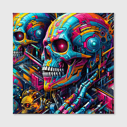 Картина квадратная Cyber skull - pattern / 3D-принт – фото 2