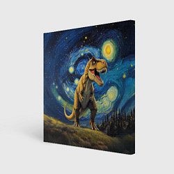 Холст квадратный Звездная ночь - Тираннозавр, цвет: 3D-принт