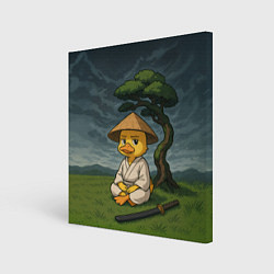 Холст квадратный Утенок самурай - медитация, цвет: 3D-принт