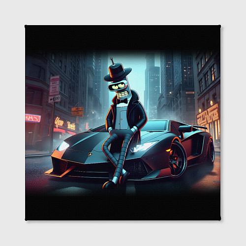 Картина квадратная Бендер счастливый владелец Ламборджини / 3D-принт – фото 2