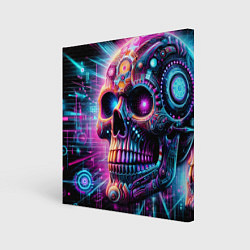 Картина квадратная Neon cyber skull