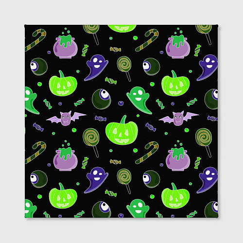 Картина квадратная Halloween black pumpkin pattern / 3D-принт – фото 2