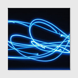 Холст квадратный Неоновые голубые волны на черном фоне, цвет: 3D-принт — фото 2