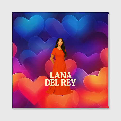 Картина квадратная Lana Del Rey на фоне сердечек / 3D-принт – фото 2