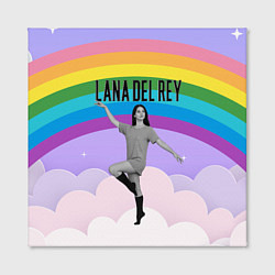 Холст квадратный Lana Del Rey на фоне радуги, цвет: 3D-принт — фото 2