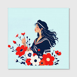 Холст квадратный Девушка моряка, цвет: 3D-принт — фото 2