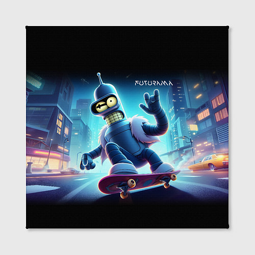 Картина квадратная Bender is a skateboarder in neon street - ai art / 3D-принт – фото 2