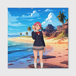 Холст квадратный Дандадан Сиратори Айра с ракушкой в руках, цвет: 3D-принт — фото 2