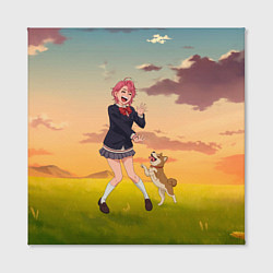 Холст квадратный Сиратори Айра играет с песиком - Дандадан, цвет: 3D-принт — фото 2