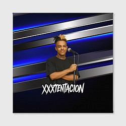 Холст квадратный XXXTentacion с микрофоном довольный, цвет: 3D-принт — фото 2
