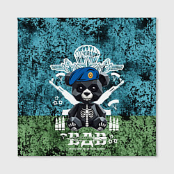 Холст квадратный Медведь десантник на фоне флага ВДВ, цвет: 3D-принт — фото 2