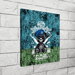 Холст квадратный Медведь десантник на фоне флага ВДВ, цвет: 3D-принт — фото 2
