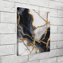 Холст квадратный Мрамор белый и черный с золотом, цвет: 3D-принт — фото 2