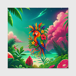 Холст квадратный Попугай и тропики, цвет: 3D-принт — фото 2