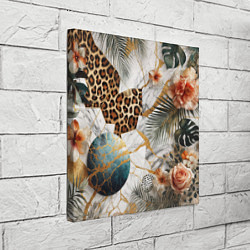 Холст квадратный Мрамор с цветами и леопардовый узор, цвет: 3D-принт — фото 2