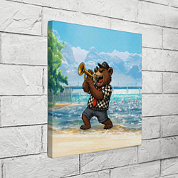 Холст квадратный Медведь играет ска на пляже, цвет: 3D-принт — фото 2
