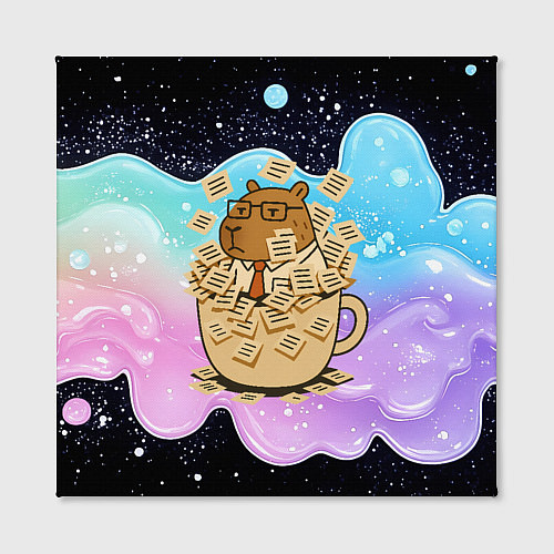 Картина квадратная Менеджер капибара в кружке в стикерах / 3D-принт – фото 2