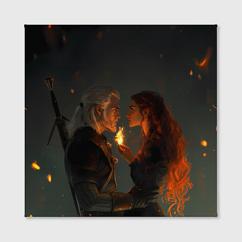 Картина квадратная Ведьмак и огненная Трисс / 3D-принт – фото 2
