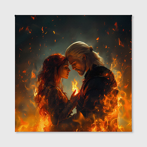 Картина квадратная Ведьмак и Трисс огненная стихия / 3D-принт – фото 2