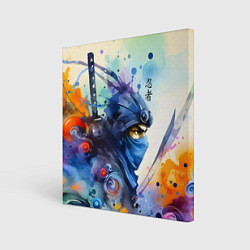 Холст квадратный Японский ниндзя - акварельный набросок, цвет: 3D-принт