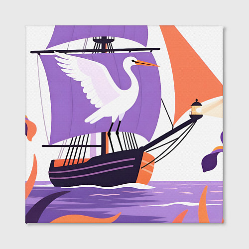 Картина квадратная Аист на корабле / 3D-принт – фото 2