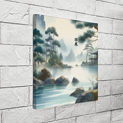 Холст квадратный Японский акварельный пейзаж, цвет: 3D-принт — фото 2