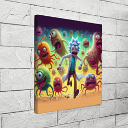 Холст квадратный Рик Санчес убегает от монстров, цвет: 3D-принт — фото 2