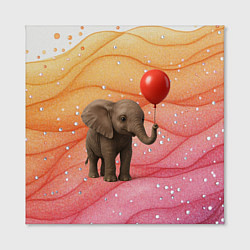 Холст квадратный Слоненок с красным воздушным шариком, цвет: 3D-принт — фото 2